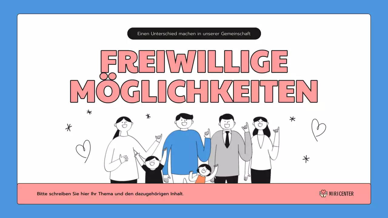 Eine niedliche blaue und rosafarbene Einführung in den Zivildienst