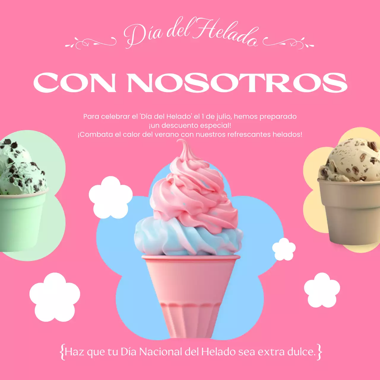 Promueva una sencilla venta rosa y celeste para el Día Nacional del Helado