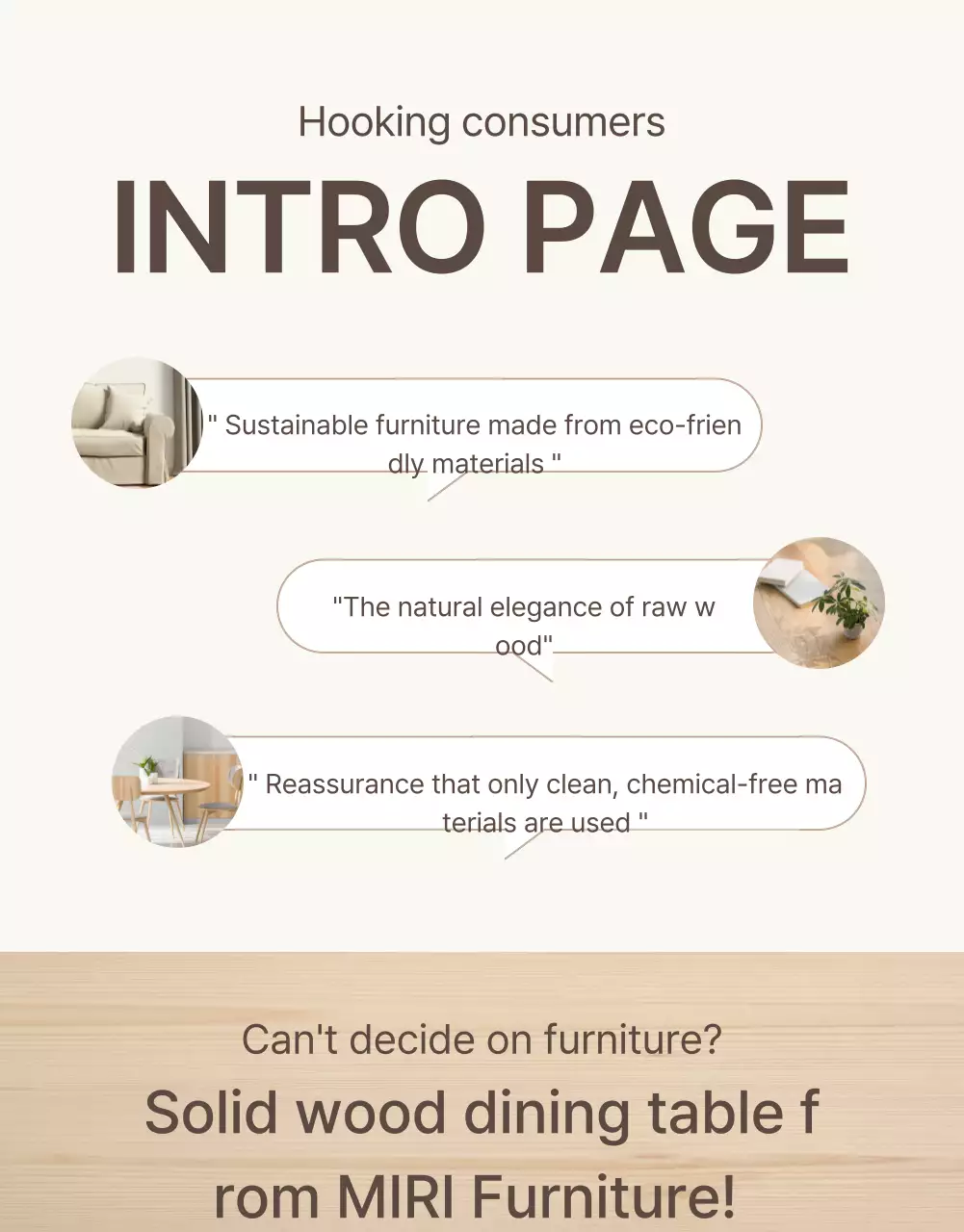 Promote a simple furniture intro in brown and beige colors