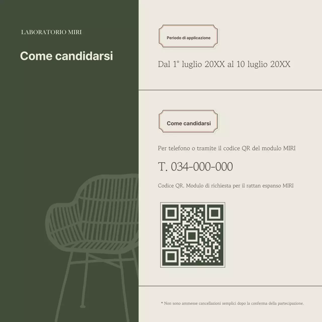 Promuovete un semplice corso di un giorno in kaki e beige.