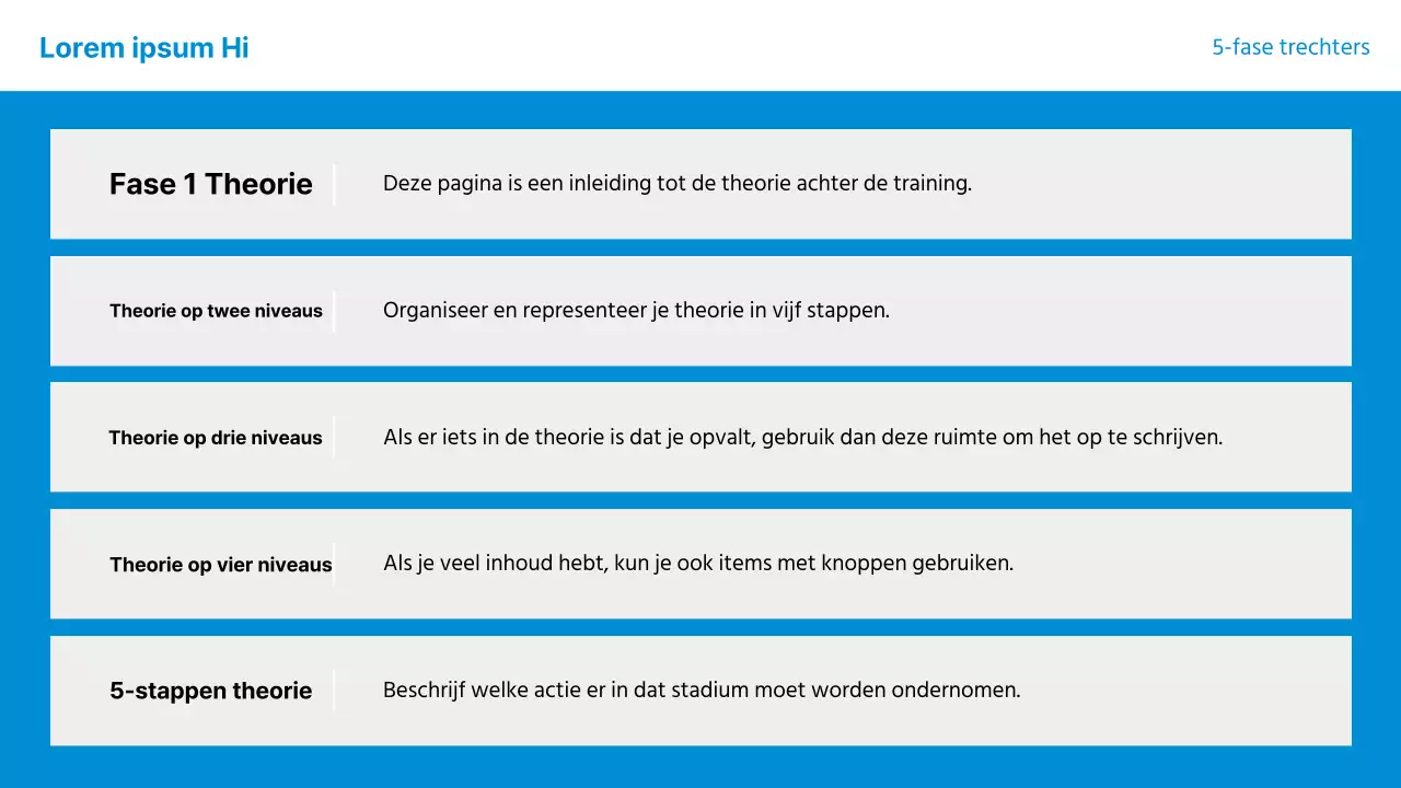 Een eenvoudige syllabus voor een blauw en grijs trainingsprogramma