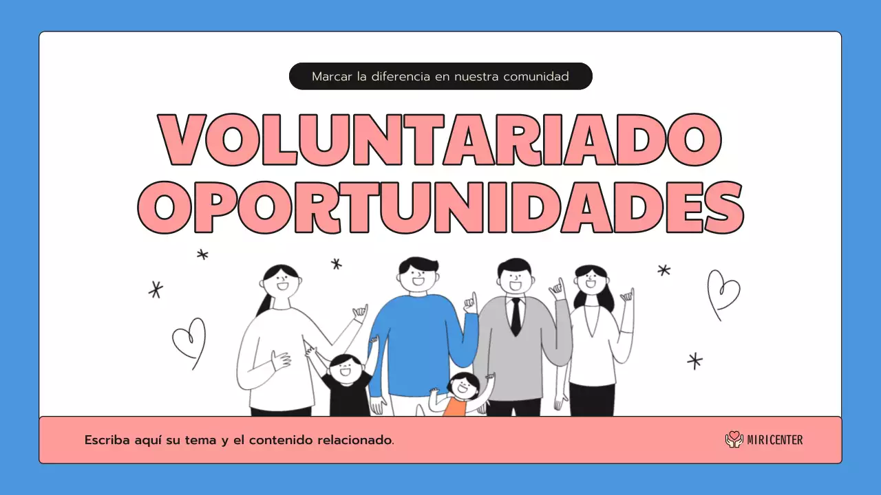 Una bonita presentación del servicio comunitario en azul y rosa