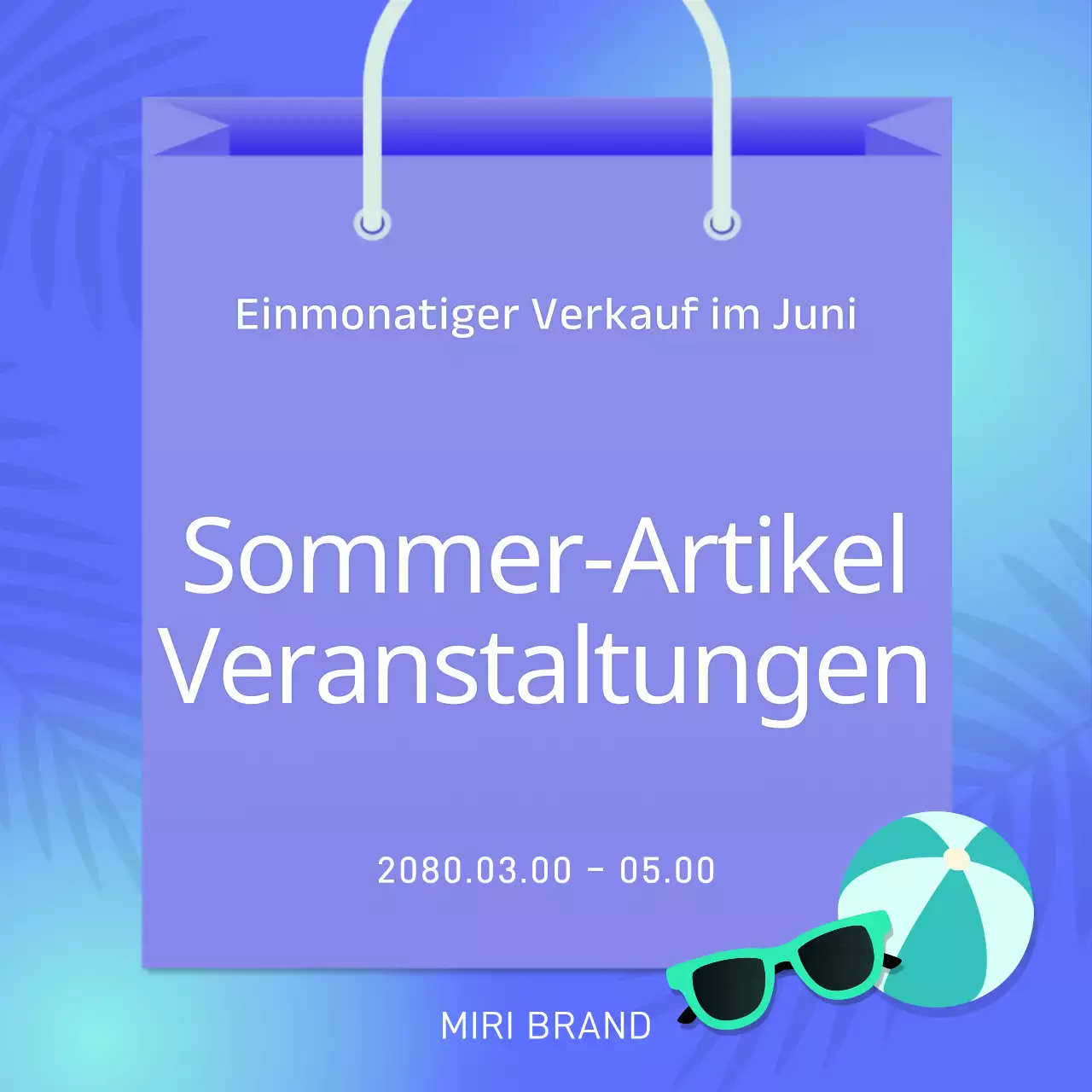 Werbung für einen modernen Sommerschlussverkauf in Hellblau und Chartreuse