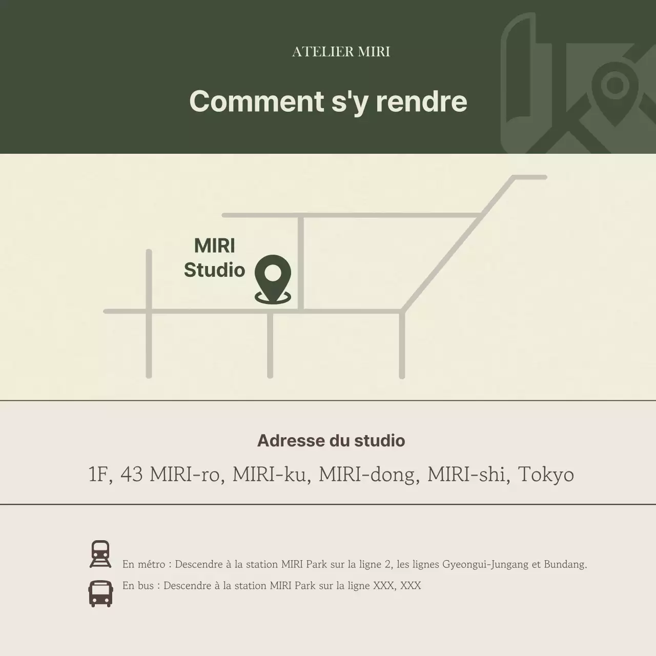 Promouvoir un simple cours d'une journée en kaki et beige