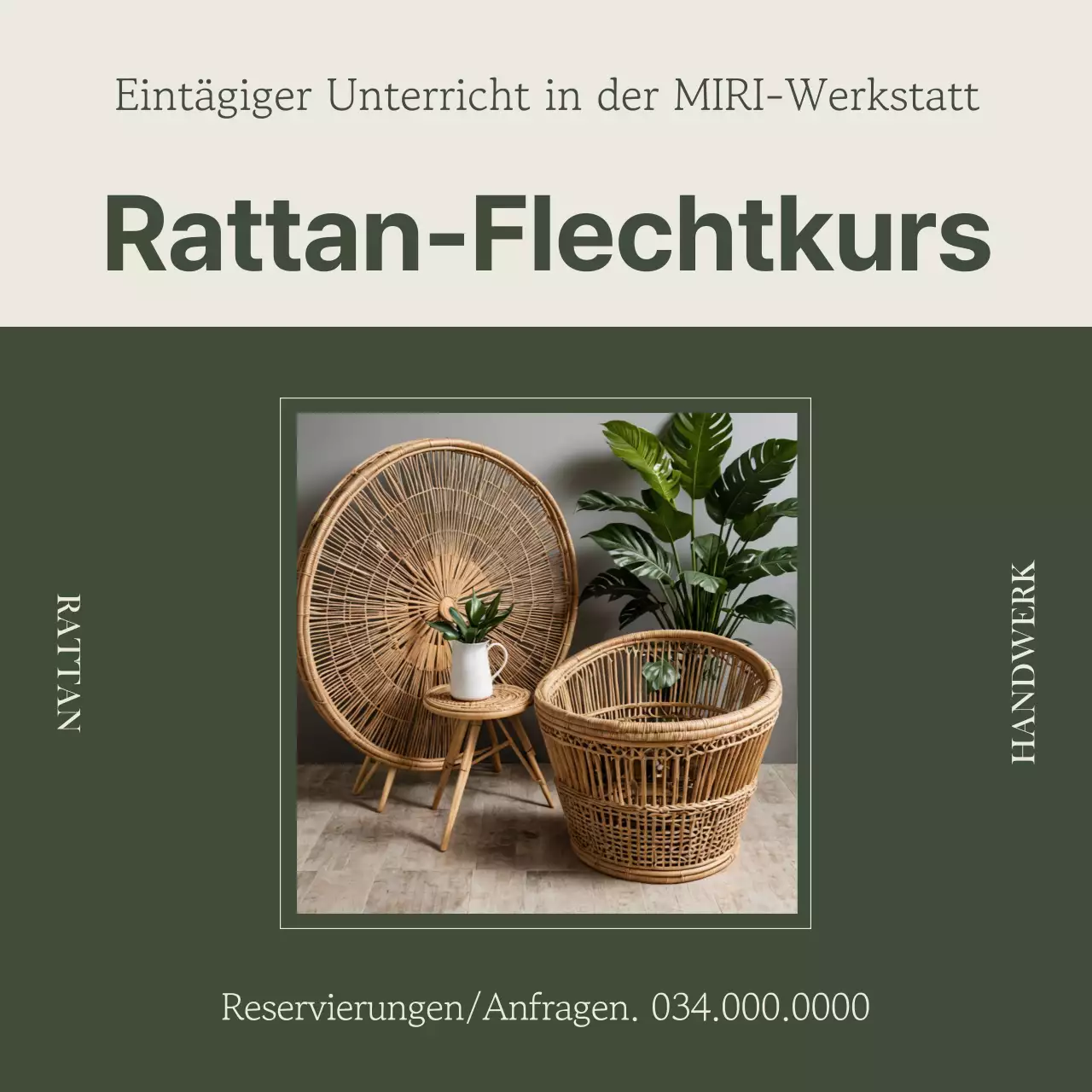Werbung für einen einfachen eintägigen Kurs in Khaki und Beige
