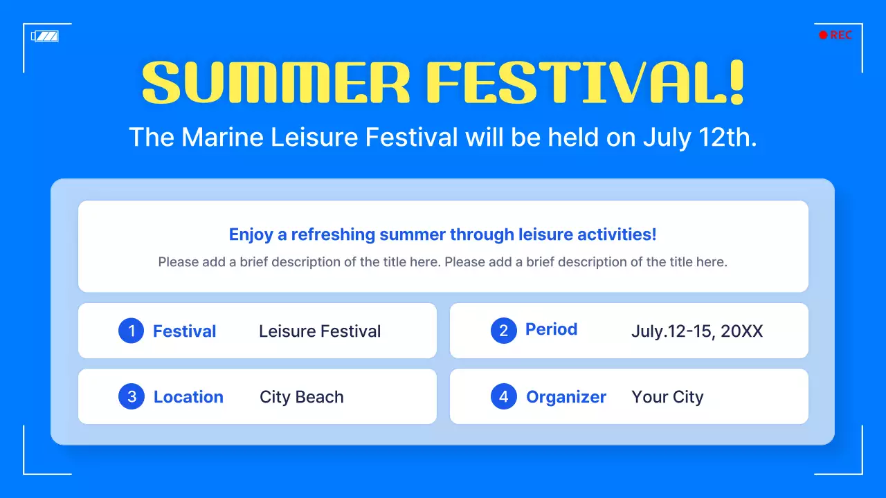Blue Modern Summer Festival Announcement Presentation