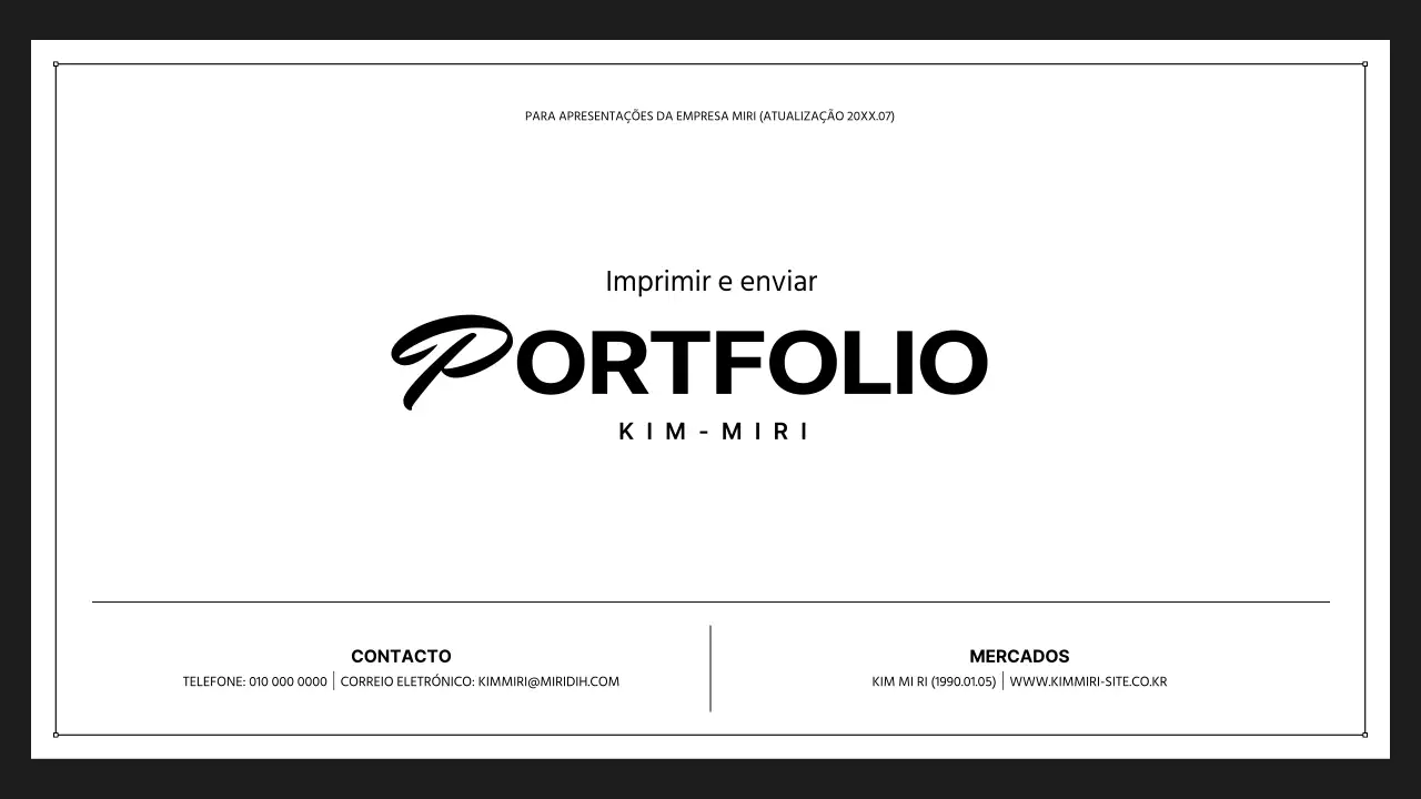 Um portefólio simples para impressão a preto e branco