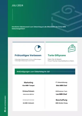 Moderne Geburtstagsanzeige für Mitarbeiter in grün und weiß