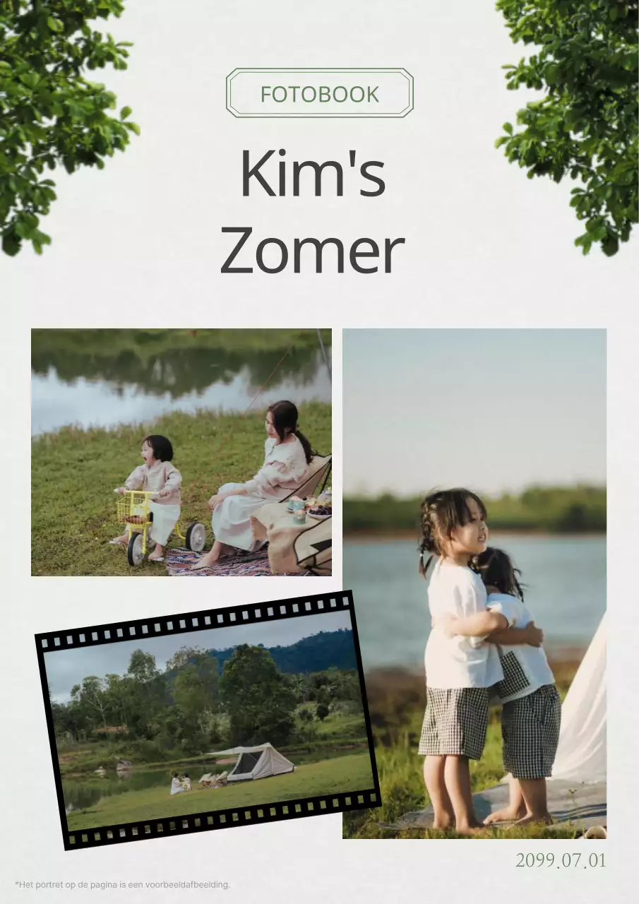 Albumhoes in natuurstijl in wit en groen