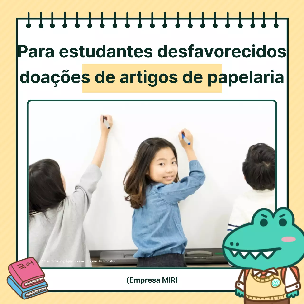 Promover uma cerimónia de entrega de donativos em tons de amarelo e menta