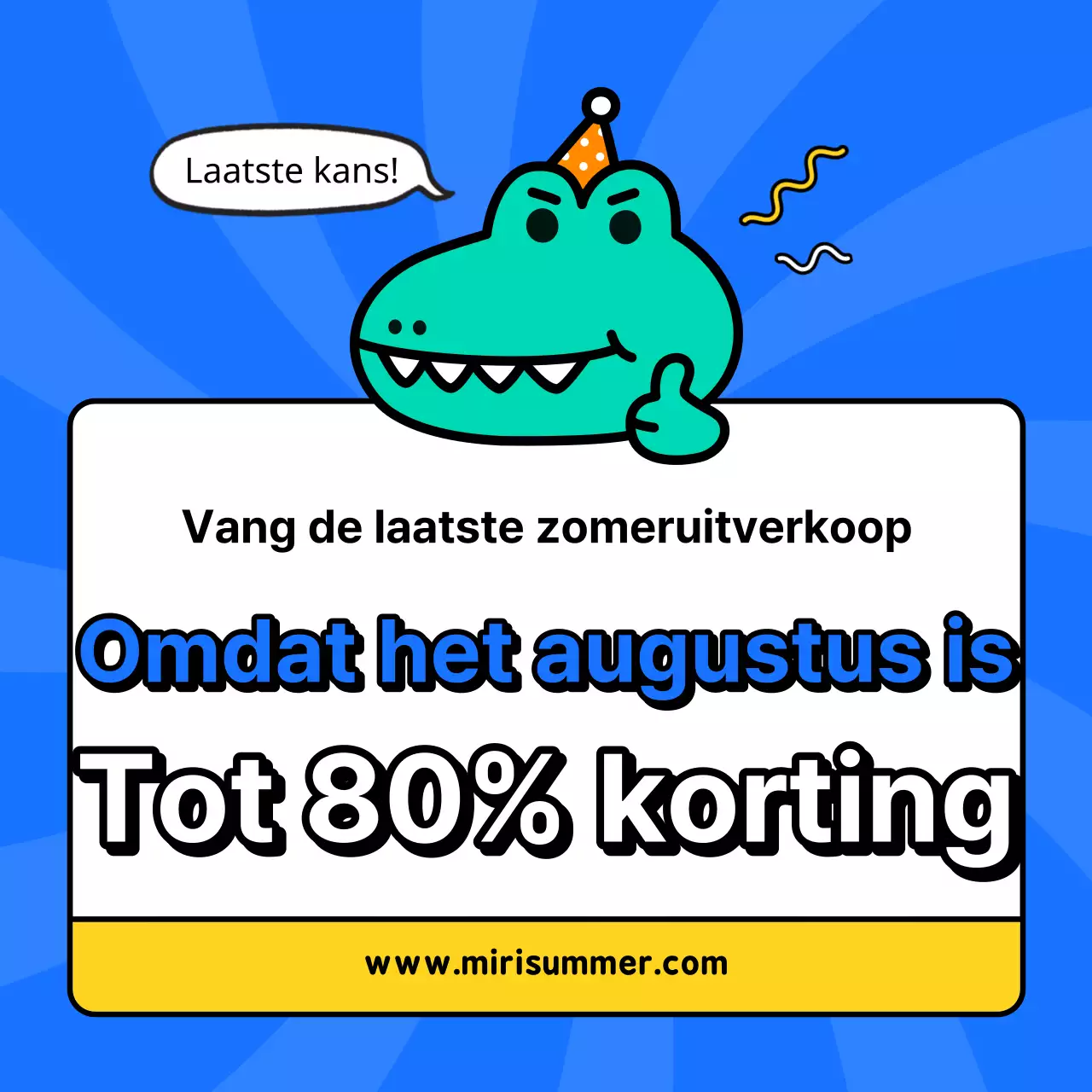 Kitscherige zomeraankondigingen in marineblauw en wit