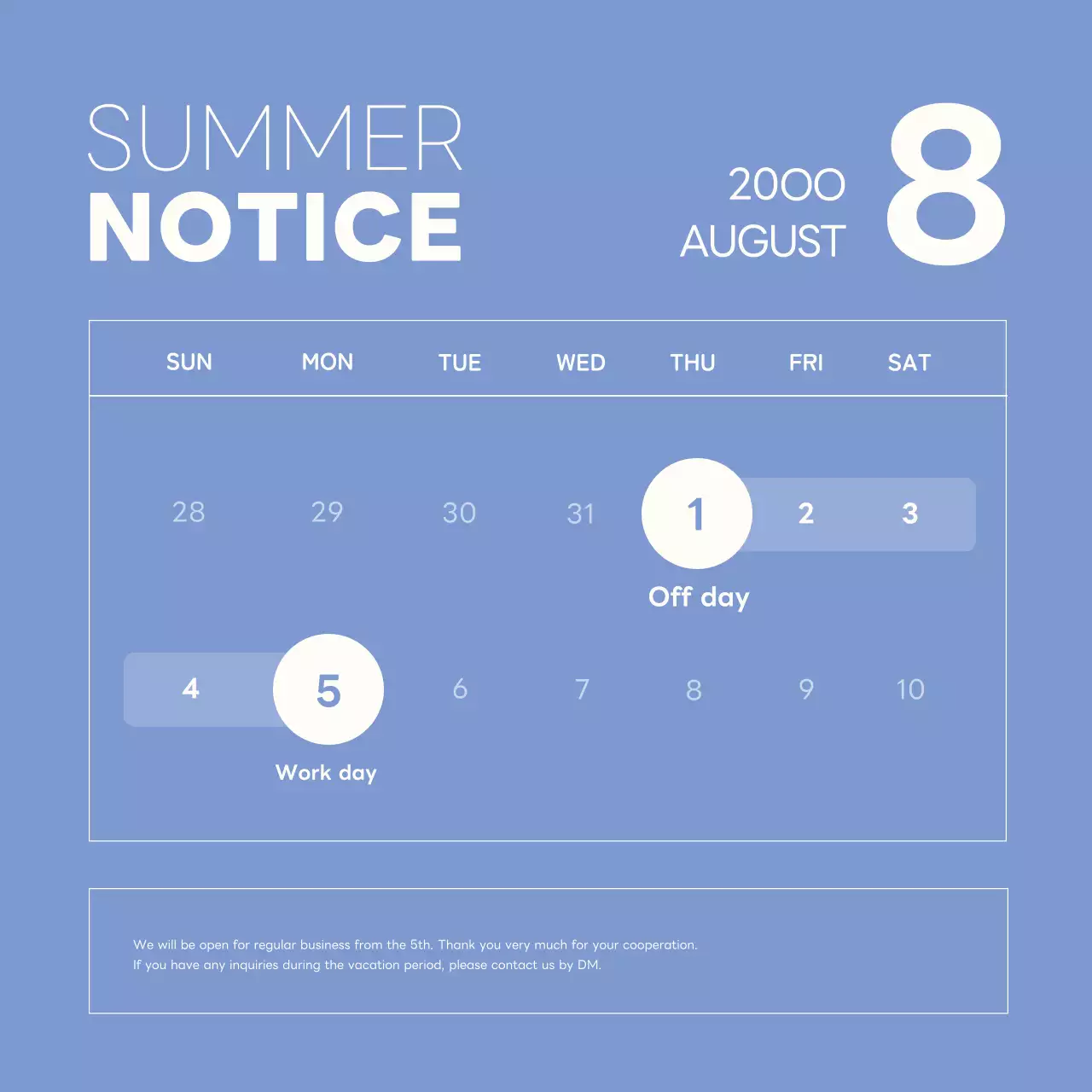 Thông báo lịch nghỉ hè màu tím và trắng đơn giản