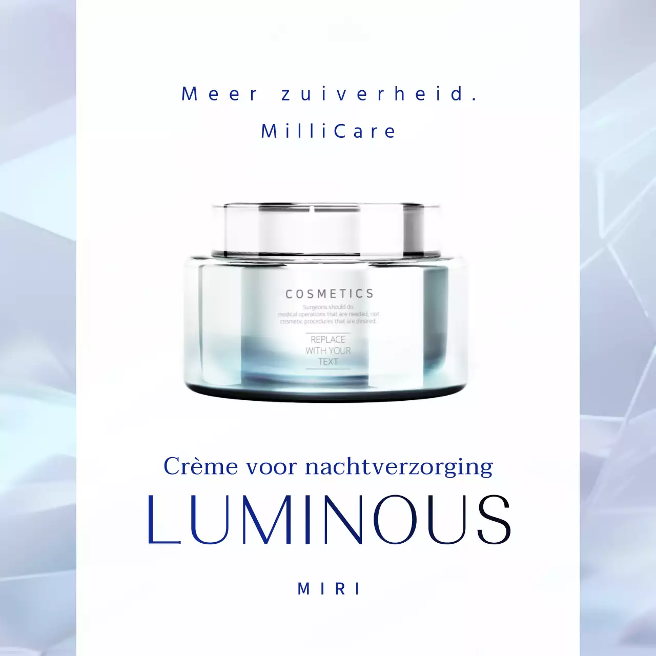 Blauw en zilver luxe huidverzorging cosmetica PR