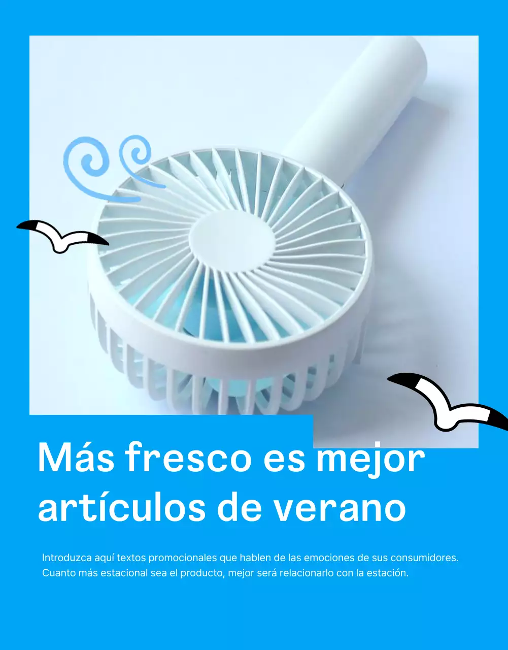 Moderno anuncio promocional de verano en azul claro