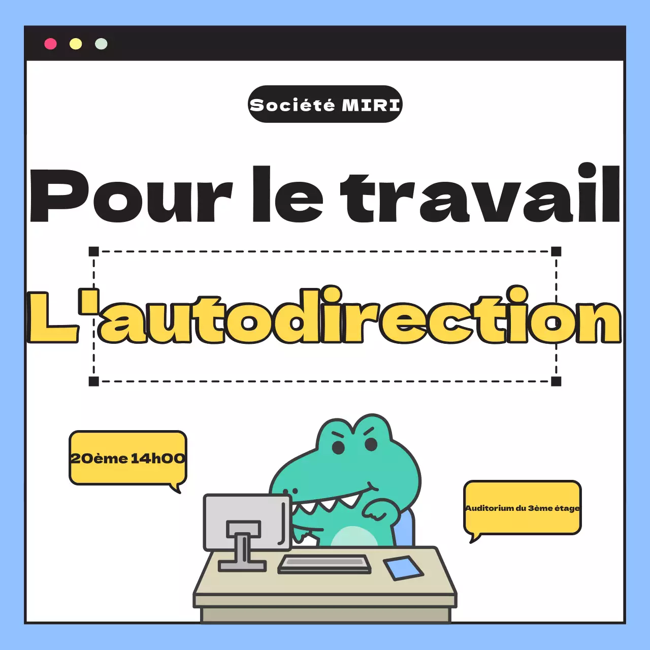 Annonces de conférences pour le personnel interne dans un joli bleu et blanc