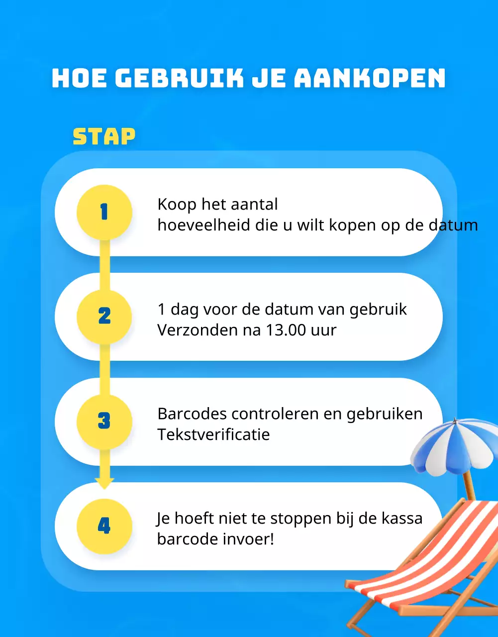 Reclame voor vrijetijdswinkel met blauwe en gele accenten