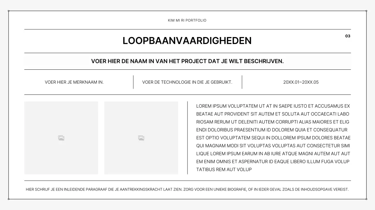 Een eenvoudige printbare portfolio in zwart-wit