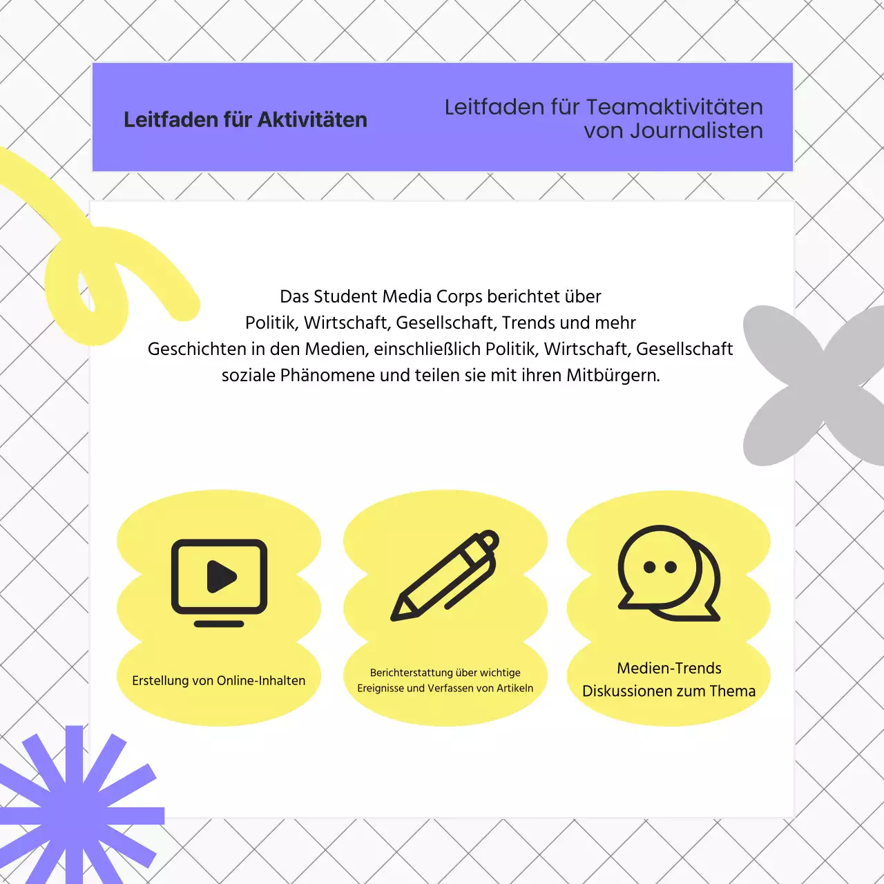 Ein Leitfaden für kitschige Hochschulrekrutierung in Lila und Gelb