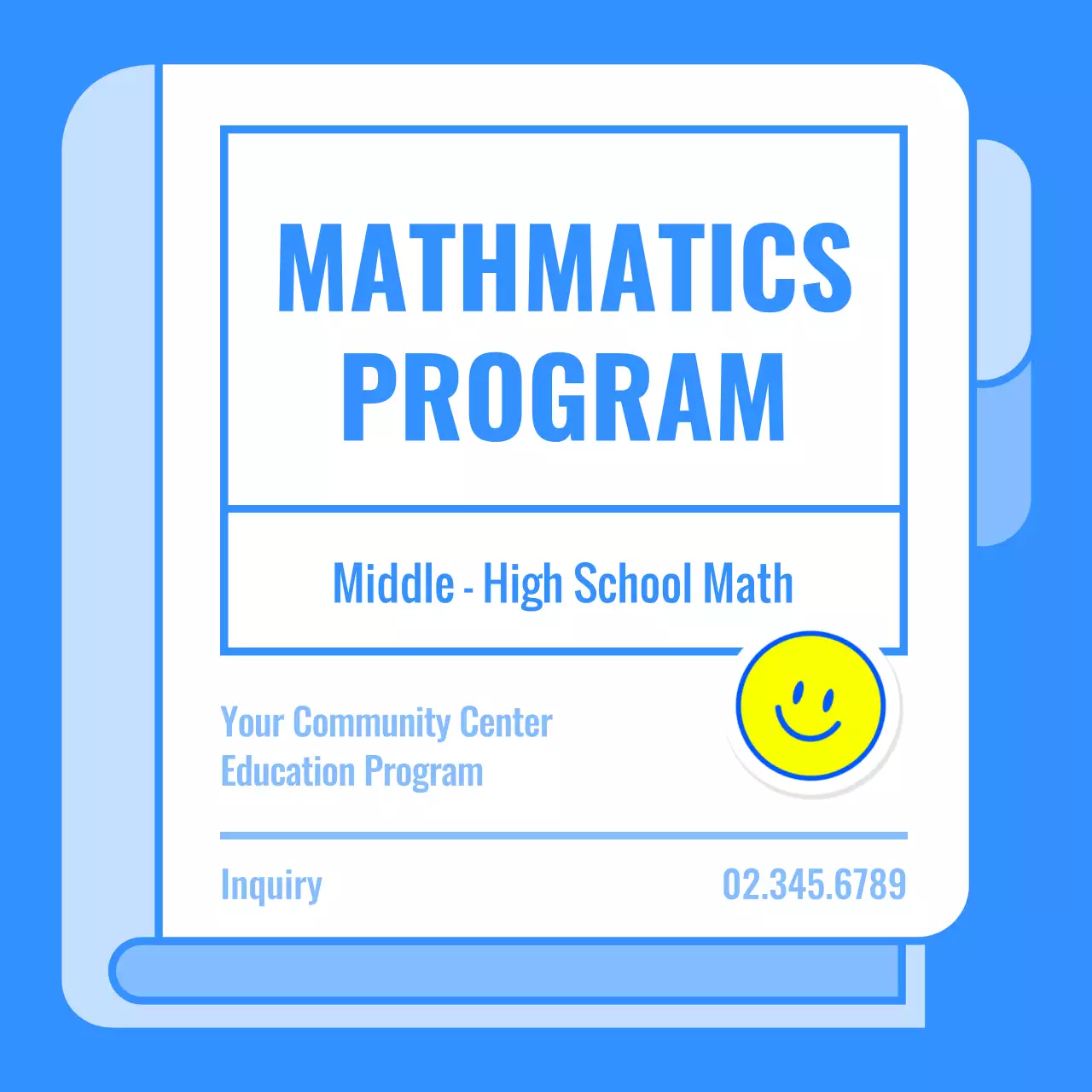 Blue Simple Math Program Announcement Social Media Post