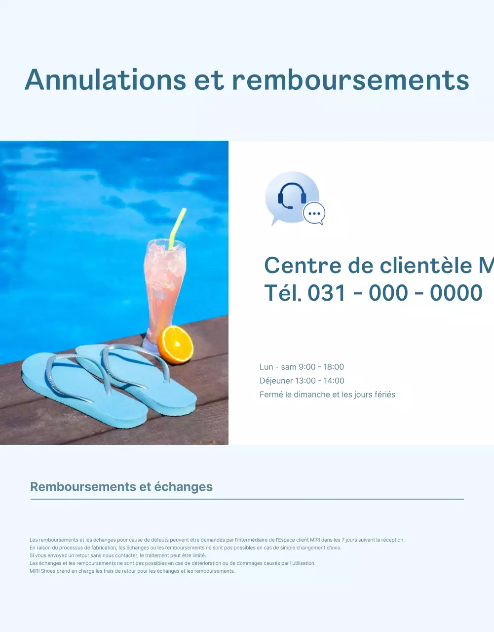 Publicité estivale moderne en bleu clair