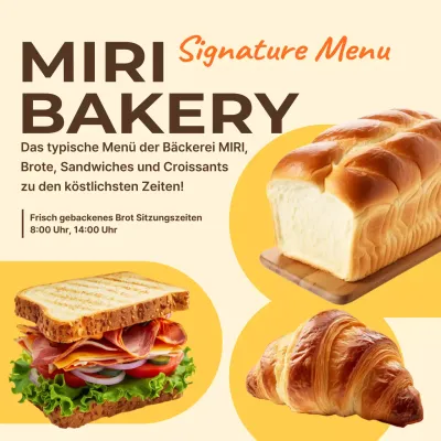Werben Sie für das einfache Bäckerei-Menü von Yellow