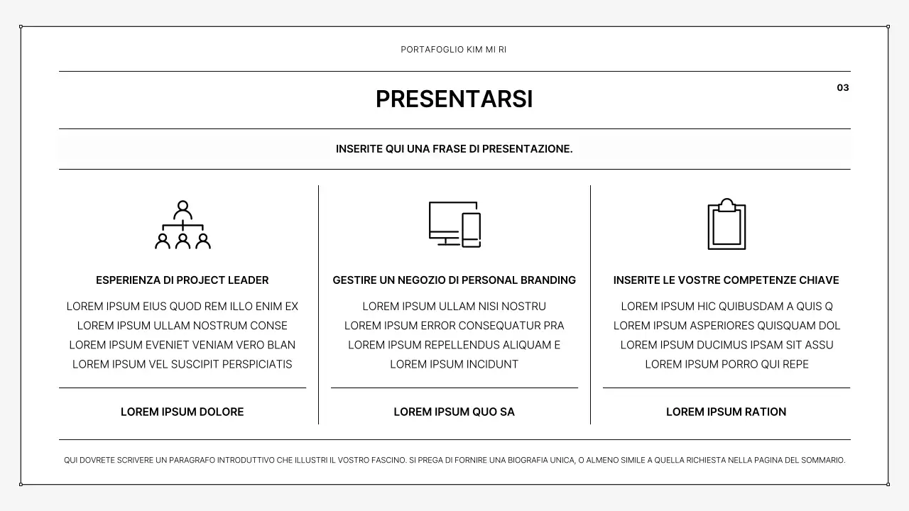 Un semplice portfolio stampabile in bianco e nero