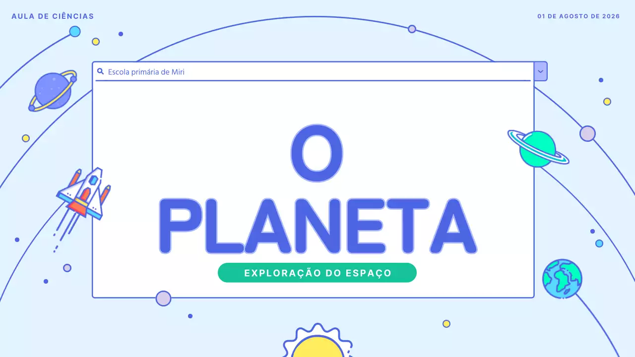 Um bonito recurso educativo sobre o sistema solar em branco e azul claro