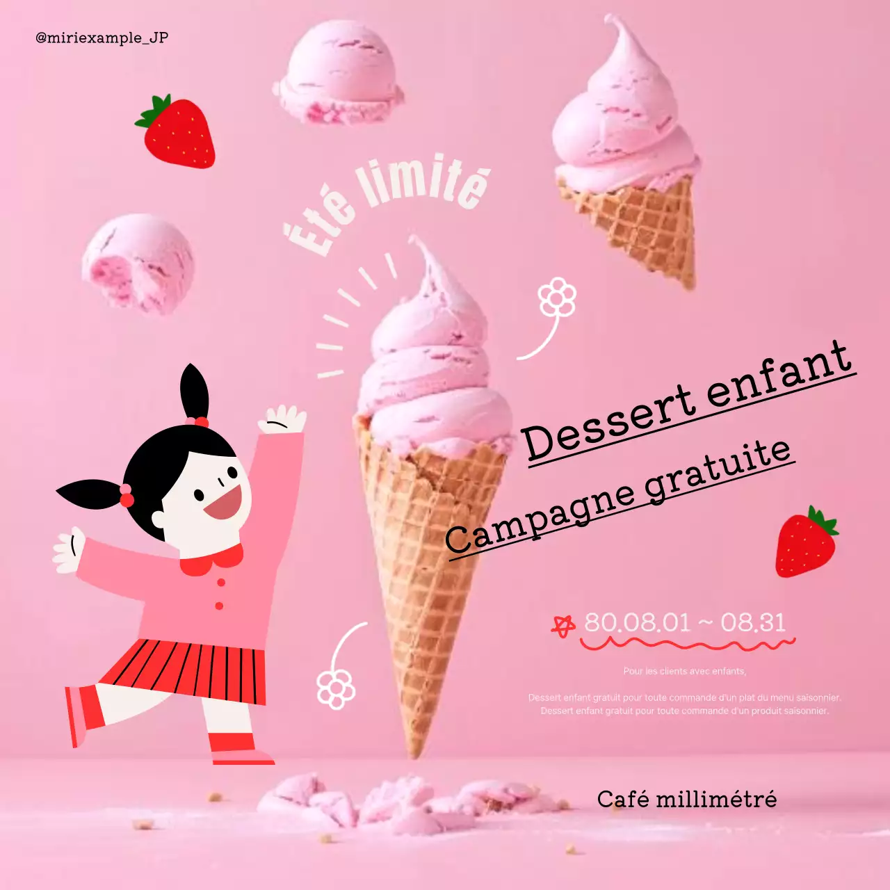 Joli café rose Publicité gratuite pour le dessert avec les enfants.