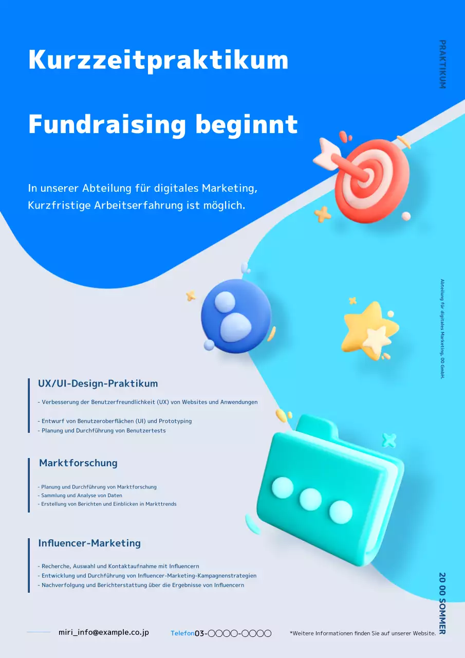 Einfache blaue und hellblaue Kurzzeit-Praktikumsplätze