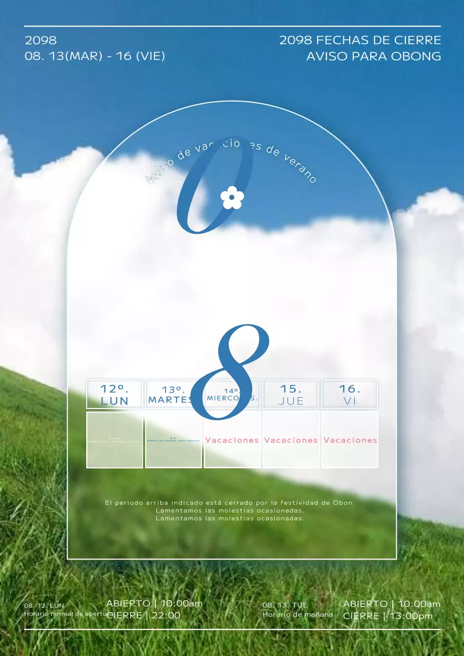 Un concepto limpio y nítido de carta de vacaciones en azul y verde