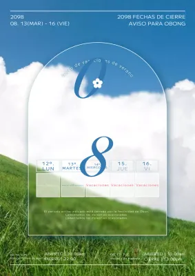 Un concepto limpio y nítido de carta de vacaciones en azul y verde