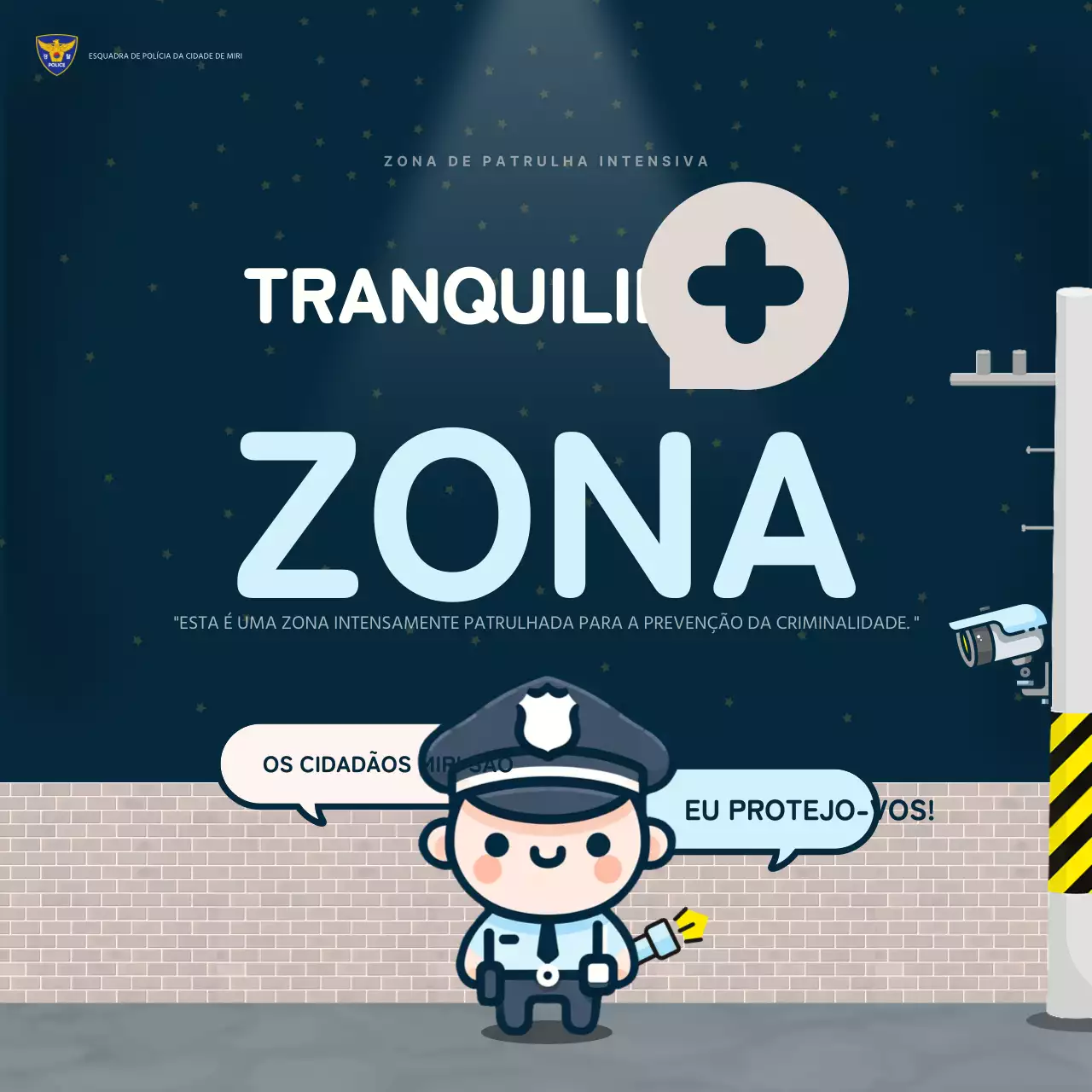 Promover áreas simples de patrulha elevada em azul-marinho e azul-claro