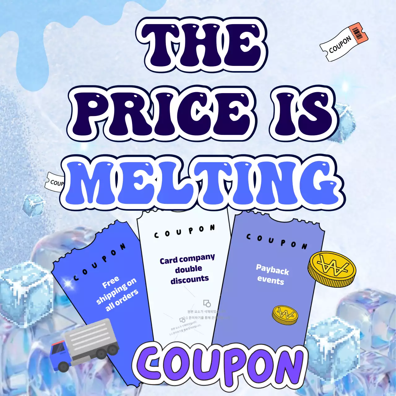 Trendy summer deals ads in light blue and navy blue