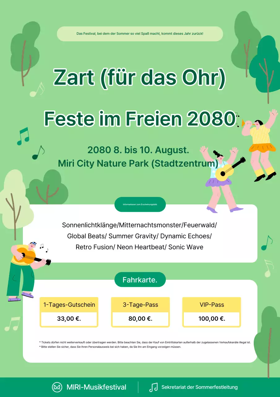 Werbung für ein schönes grünes und gelb-grünes Sommerfest.