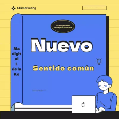 En amarillo y azul se destaca la publicidad de cursos gratuitos en línea