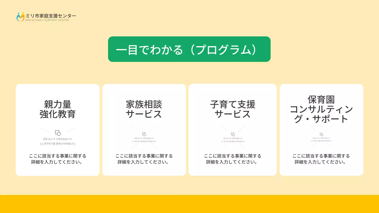 黄色 かわいい 家族 お知らせ プレゼンテーション