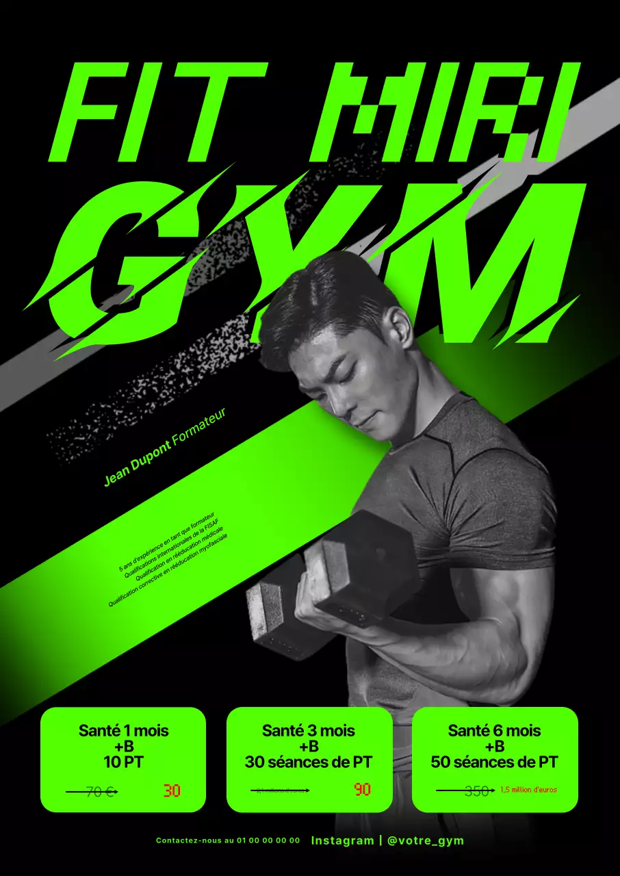 Affiche d'un entraîneur de gym rapide et coloré au néon