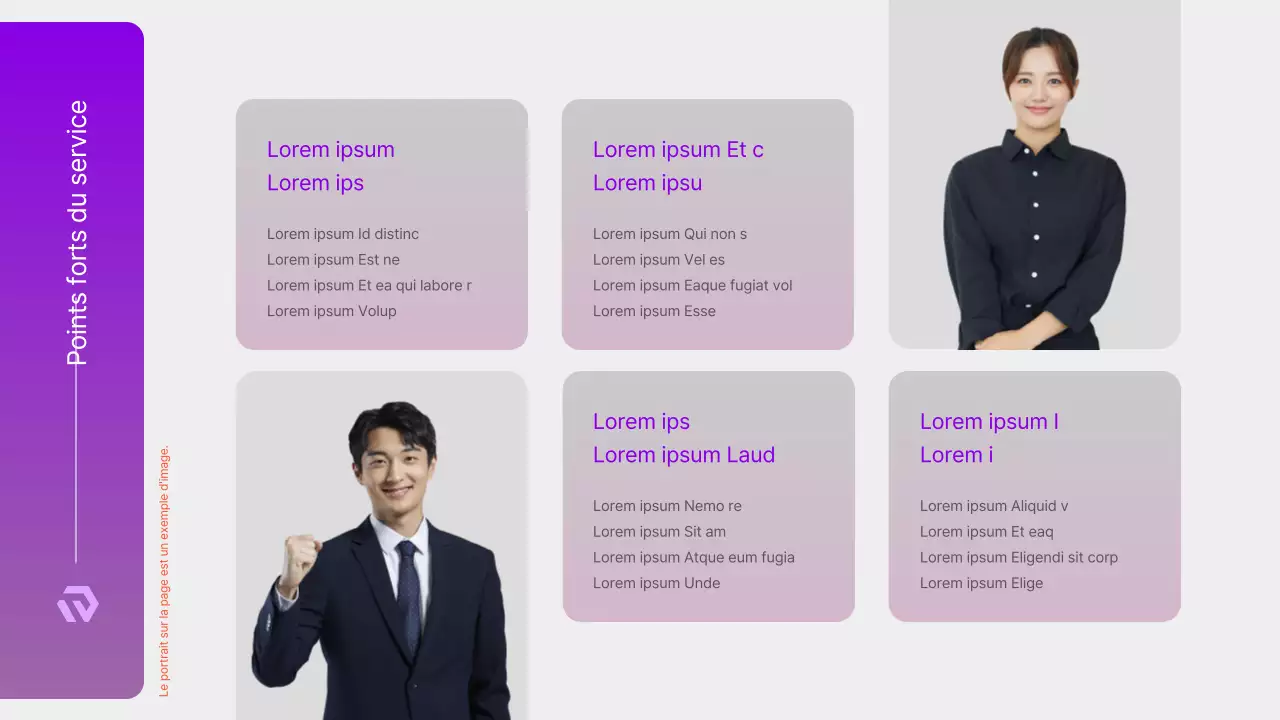 Proposition moderne de chasseur de têtes en RH, en violet et blanc