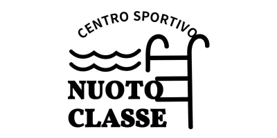 Disegnate un logo di una piscina all'aperto con l'illustrazione di un'onda
