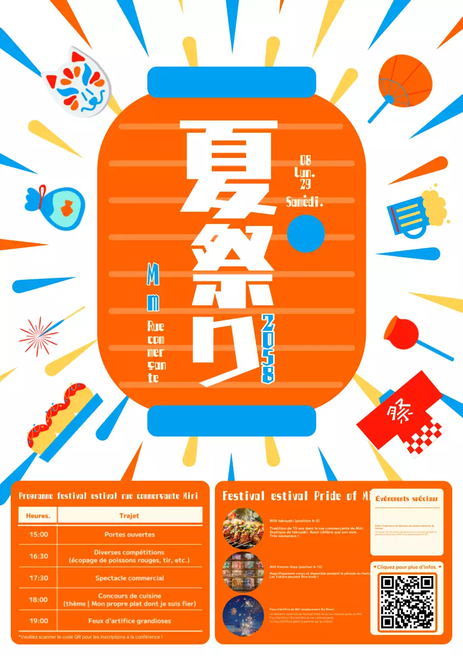 Promouvoir les festivals d'été avec un concept mignon et coloré en orange