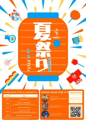 Promouvoir les festivals d'été avec un concept mignon et coloré en orange