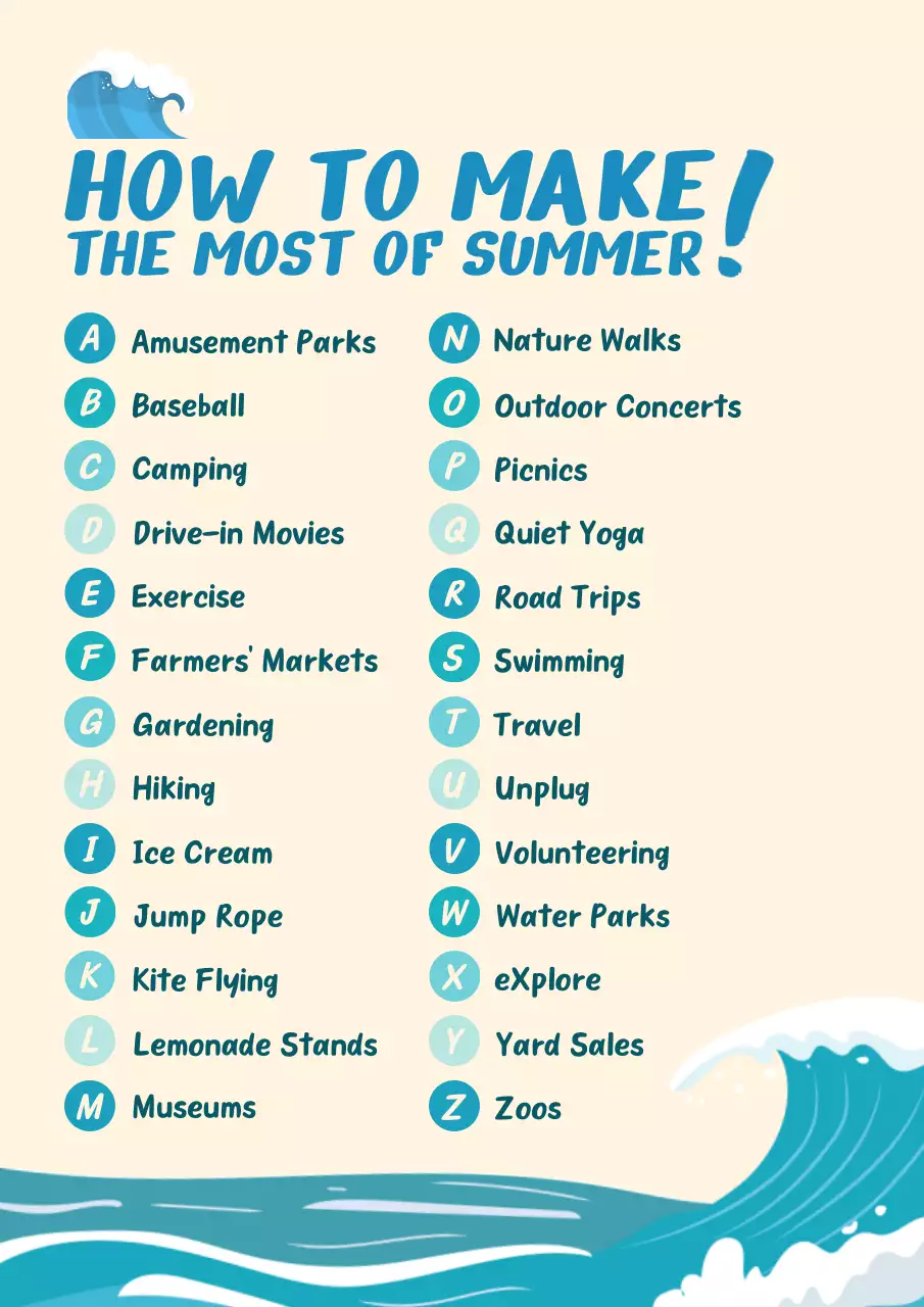 Blue Simple Summer Guide Poster