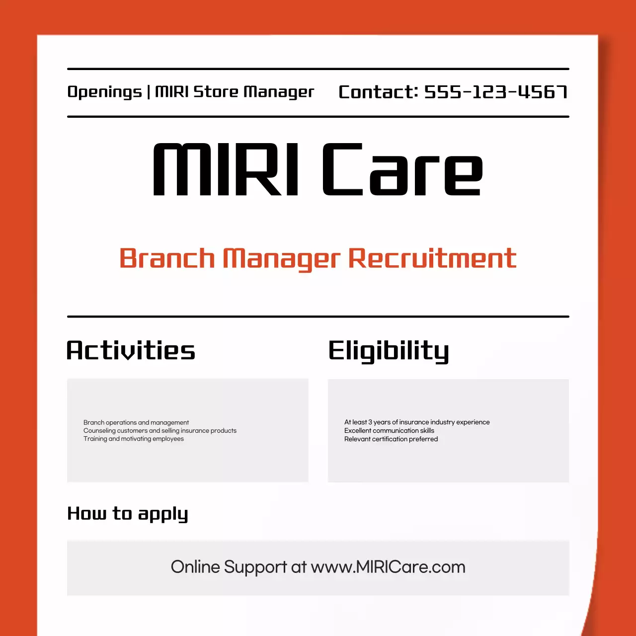 Pemberitahuan Rekrutmen Orange Modern Posting Media Sosial