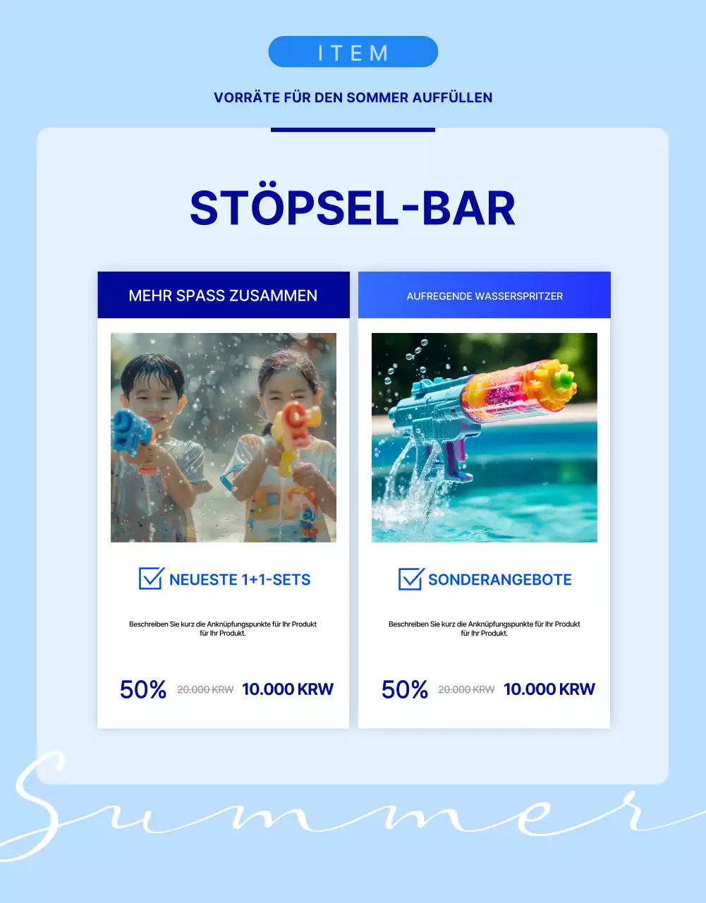 Ein Leitfaden für eine einfache Kollektion von blauen und hellblauen Wasseraccessoires für den Sommer