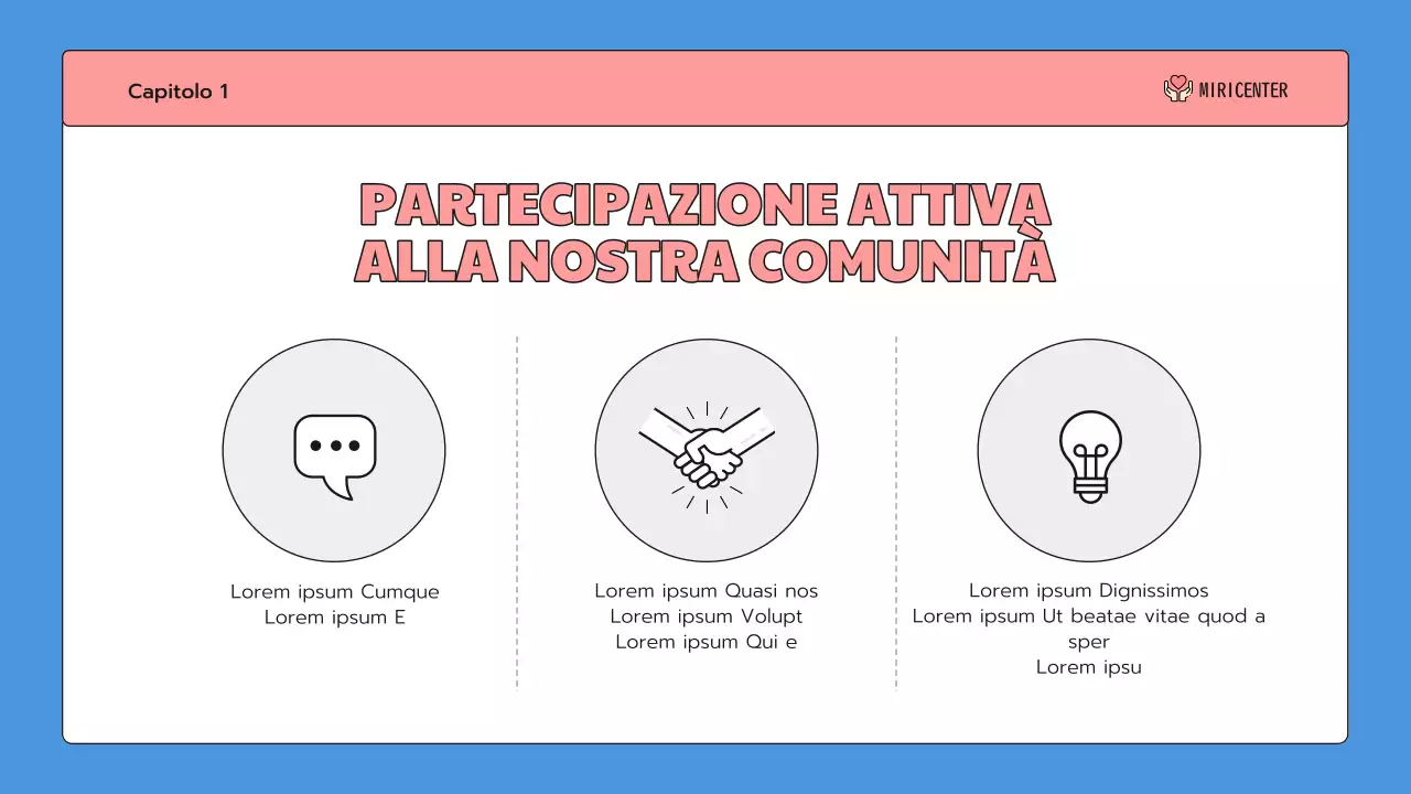 Una simpatica introduzione al servizio comunitario in blu e rosa