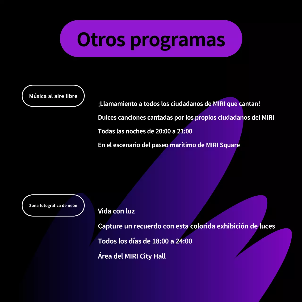 Anuncio de una proyección kitsch al aire libre de Purple and Black