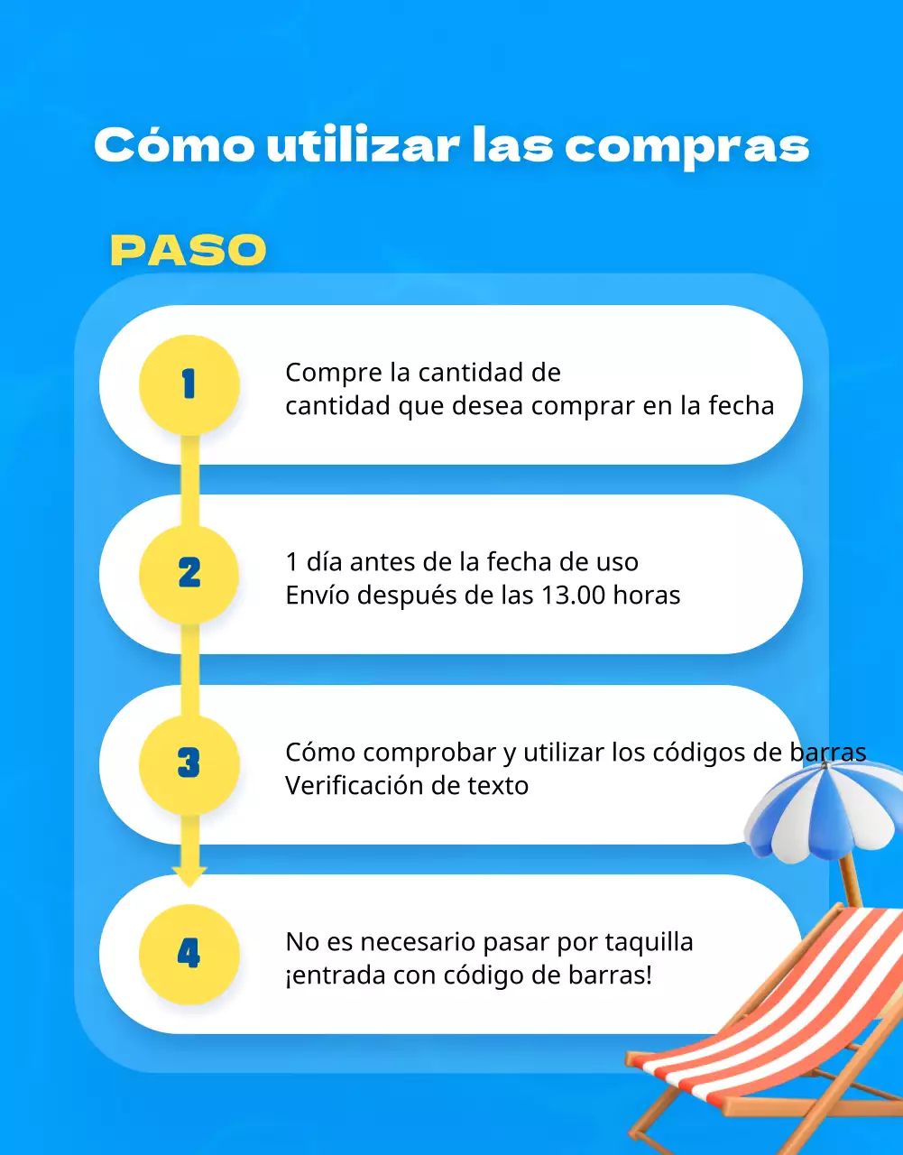 Anuncio promocional de una tienda de ocio con detalles en azul y amarillo