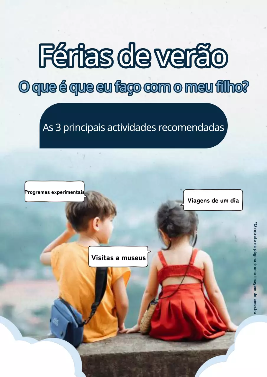 Actividades simples de verão em azul claro e branco
