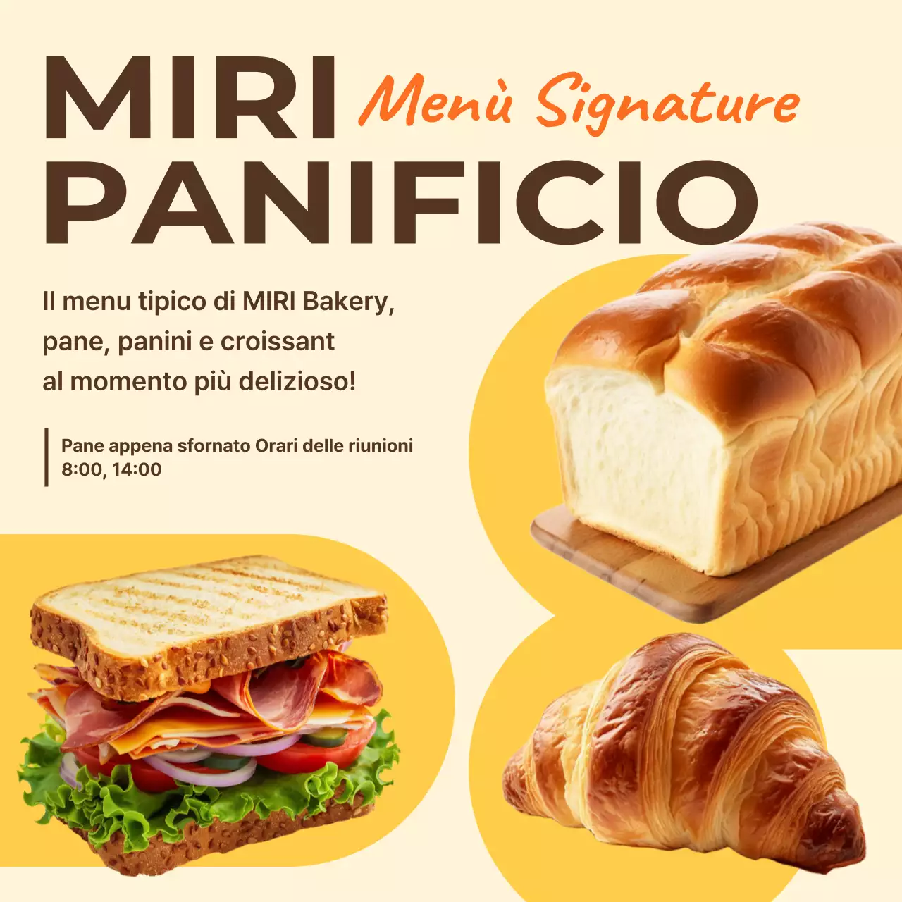 Promuovere il semplice menu della panetteria Yellow