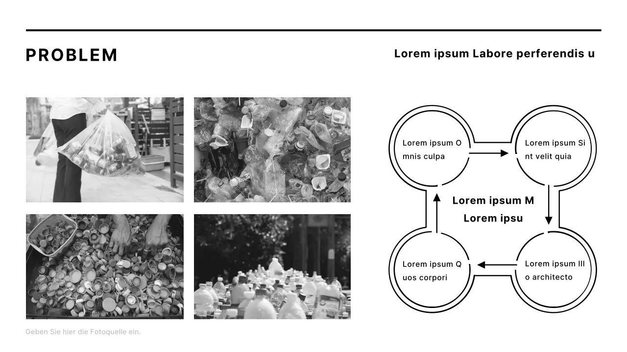 Minimalistischer Unternehmensbericht in Schwarz und Weiß